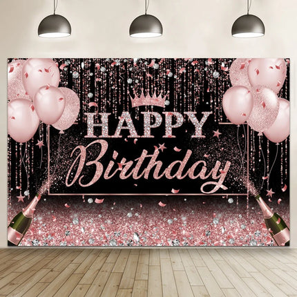 Happy Birthday Banner Backdrop Shiny Diamonds 18th Birthday Decoration Canvas 30th Party Photography Background