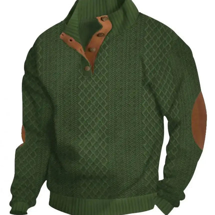 2026 Men's Spring and Autumn Hot Selling Fashionable Men's Casual Standing Collar Long Sleeved Jacquard Lapel Pullover Sweater