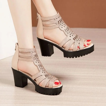 New Women's Fish Mouth Shoes Wedges Hollow Out  Anti slip Sandals Ladies Casual Low Heel Sandals Fashion open toe Mujer Footwear
