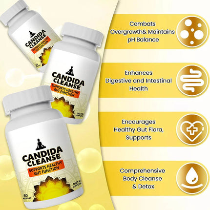 Candida Detox Supplement - Contains Caprylic Acid Probiotic Complex, for Candida Balance, Immunity, Gut Microbiota and Gut Healt