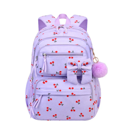 3pcs/set school backpack for girls cherry pattern primary school girl Corduroy backpack kids bookbag lunch bag pencil bag set