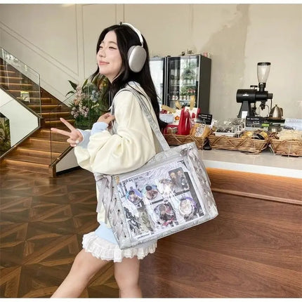 New Versatile Fashion Ribbon Itabag Large Capacity Green Large Food Anime Millet Bag Daily One Shoulder Tote Bag