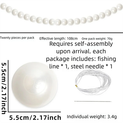 Wedding Backdrop Wall Decor - Faux Large Pearl - DIY Beaded Garland White Ball Pendant & Figurine