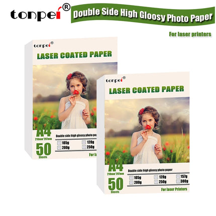 50sheets 105g A4 Double-side Coated High Glossy Photo Paper By Laser Printer For Menu Picture Image Cover Printing