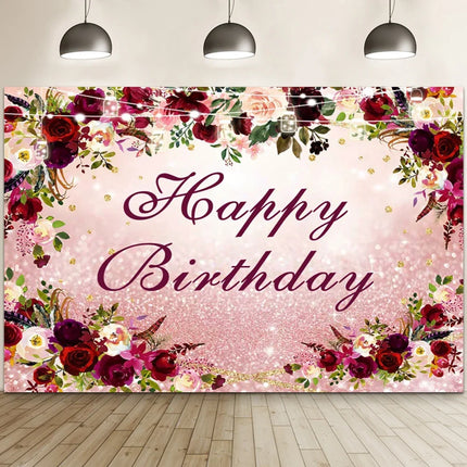 Happy Birthday Banner Backdrop Shiny Diamonds 18th Birthday Decoration Canvas 30th Party Photography Background