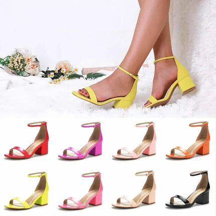 Women Sandals 2026 New Summer Sexy Open Toe Ankle Strap Sandal High Heels Gladiator Ladies Buckle Thick Heel Party Wedding Shoes