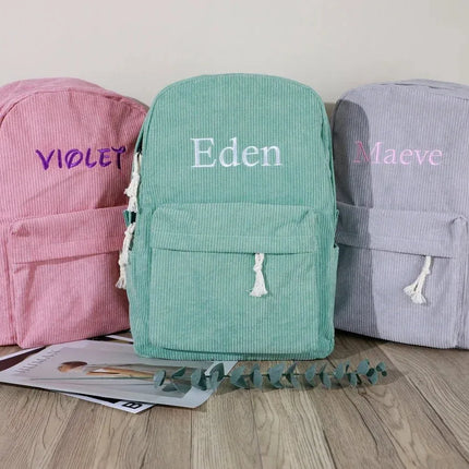 Kids School Bag Personalized Toddler Backpack Embroidered Name Child Corduroy Backpack Birthday Gift Laptop Bag Back to School