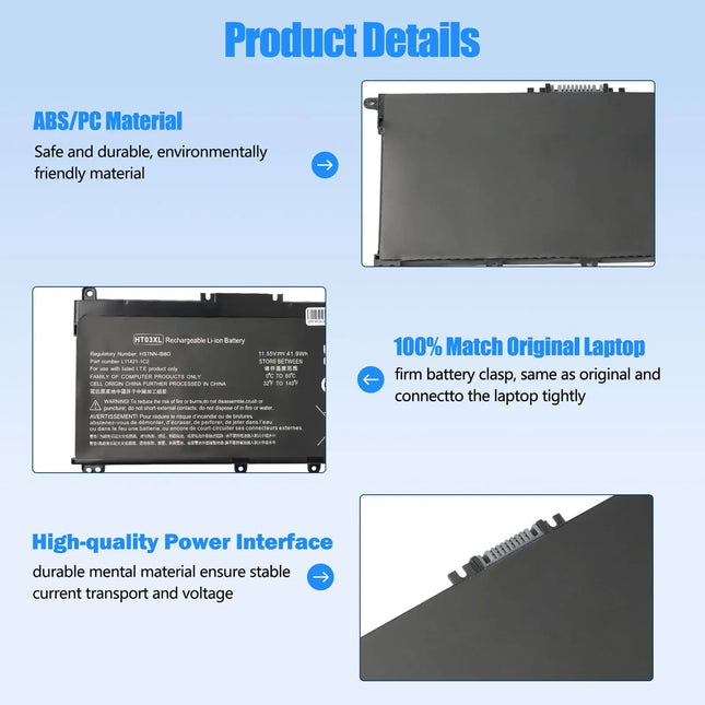 HT03XL Laptop Battery L11119-855 Battery Replacement for HP Pavilion | Compatible with 15-DA 15-DB 15-DW 15-CS 15-DY,17-BY 17-CA,14-CE0001LA 14-CE0014TU 14-CE0010CA HSTNN-LB8L L11421-421 250 255 G7 Series,