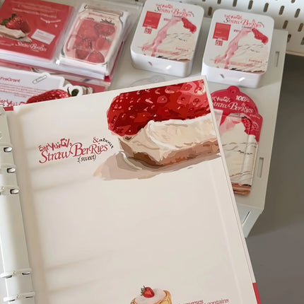 Sweet Strawberry A5 4-Grid Binder Hard Cover Card Album K-Pop Idol 3-inch Loose-Leaf Photocard Storage Book Korean 포카 바인