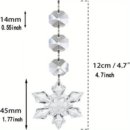 10PCS Snowflake Crystal Christmas Ornaments for Christmas Tree Decorations, Hanging Clear Acrylic Snowflake Ornaments