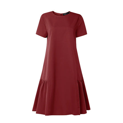 2026 Summer Sundress ZANZEA Women Solid Color Dress Elegant Ruffled Work Dresses Stylish Casual Holiday Party Knee Length Robe