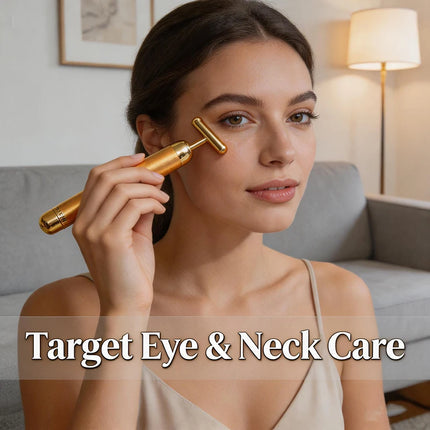 Electric Facial Massager 24K Gold Portable Electric T-Shaped Head Skin Care Massage Instrument Energy Beauty Bar Beauty Tool