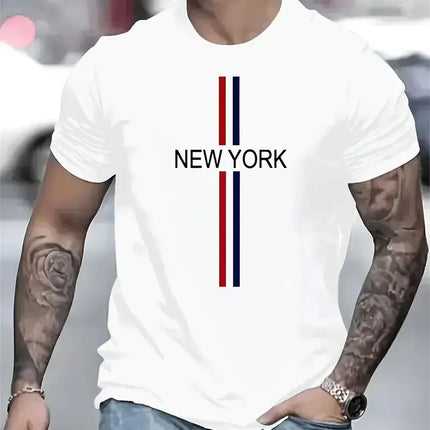 Men's Simple Letter Printed T-shirt Summer Daily Casual Round Neck Short Sleeve Loose Comfortable Fashion Simple Short Sleeve