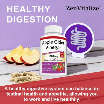 Apple Cider Vinegar Supplement - 120 Capsules, for Men and Women, Supports Digestion, Keto Routines, and Balanced Nutrition