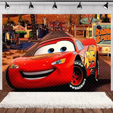 Cartoon Racing Mobilization Backdrop Boy Birthday Party Decoration Balloon Cake Background Photography Supplies Banner Prop