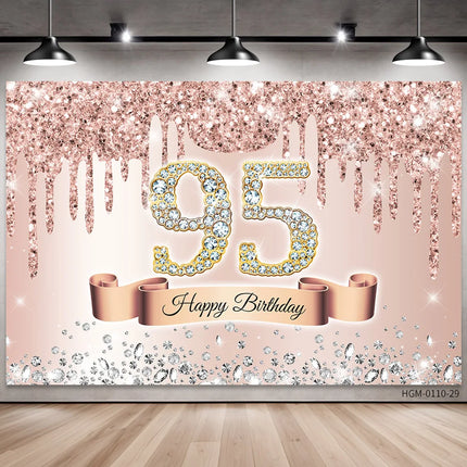 Rose Golden Happy 18th Birthday Party Backdrop Glitter Diamond Birthday Background Girl Sweet Birthday Party banner photography