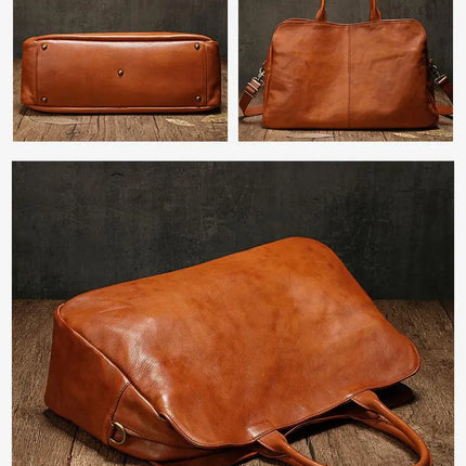 2024 New Genuine Leather Women Bag Cowhide Large Capacity Female Laptop Handbags Travel Bag Business Luggage Shoulder Bags Big