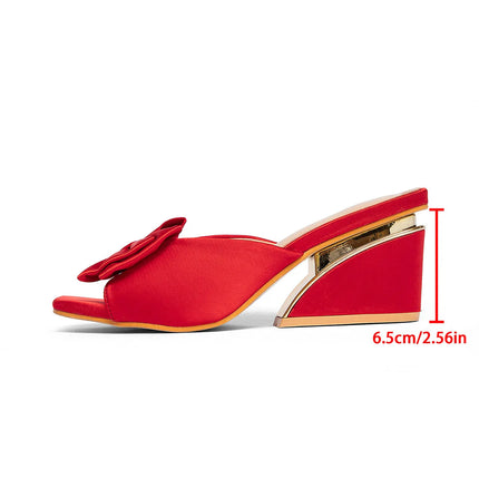 Large Size Outdoor Thick High Heels Sandals Women's 2026 Summer New Sweet Versatile BowKnot Peep Toe Wedges Platform Slippers