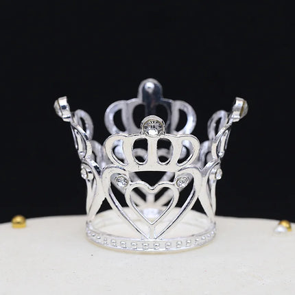 Mini Crown Cake Topper Crystal Headpiece Tiara Rhinestone Crown Cake Decoration for Wedding Birthday Baby Shower Party Favors