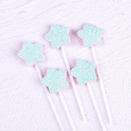 Heart Star Happy Birthday Cake Topper Colorful Star Wedding Kids Party Cake DIY Baking Cupcake Toppers Decoration Baby Shower