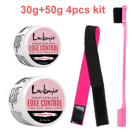 4pcs/Set 30g Edge Control Gel for Women Non-greasy Long Lasting Anti-frizz Wax Natural Ingredients Finishing Gel Cream and Brush