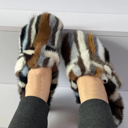 Slippers Shoes for Women 2026 Flat Real Fur Mink Slippers Soft Indoor Women's Slippers Flip Flops Woman Luxury Designer Shoes