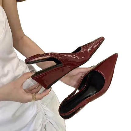 Sharp pointed toe sandals 2026 spring summer new style simple elegant socialite plus size single shoes high heels women