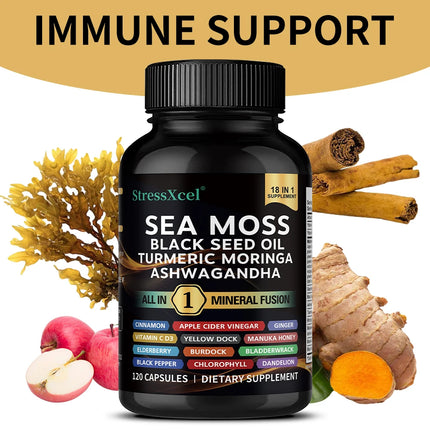 Sea Moss Supplement - Supports Thyroid Health, Antioxidant, Anti-aging, Improve Immunity, Detox, Beauty Health