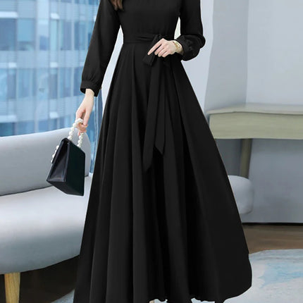 ZANZEA Women Long Sleeve A-line Sundress Spring Long Dress Autumn Solid Party Holiday Maxi Dresses Vestidos Femme Vintage Robe