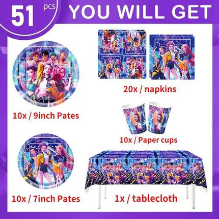 Happy Birthday Party Decoration Character Anime Tableware Plate Cup Balloon Set Banner Backdrop Gift Bag Keychain Party Supplies