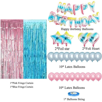 Happy Birthday Party Decoration Five Pointed Star Heart Shaped Glitter Balloon Set Birthday Party Decoration Supplies