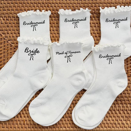 Bride Team Bride To Be White Socks for Wedding Day Women Maid of Honor Gifts From The Bride Bridesmaid Gift Bridal Shower Party