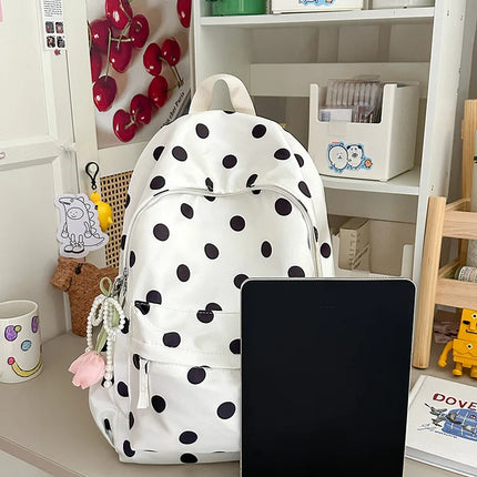 Casual Women Backpack Lightweight Travel Female Backpack Polka Dot School Bag for Teenage Girls Shoulder Bag Short Trips Bagpack