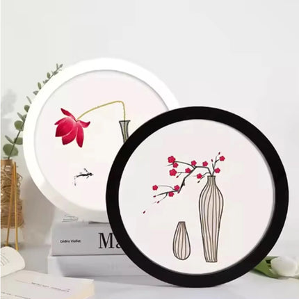 1pcs 6-14inch Simple Circular Photo Frame Creative Gift DIY Wood Picture Holder Wall Mounted Home Decoration