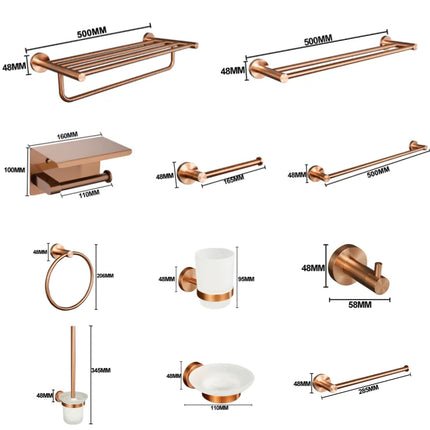 High Quality Brushed Rose Gold 304 Stainless Steel Towel Rack Toilet Paper Holder Towel Bar Soap Dish Bathroom Accessories