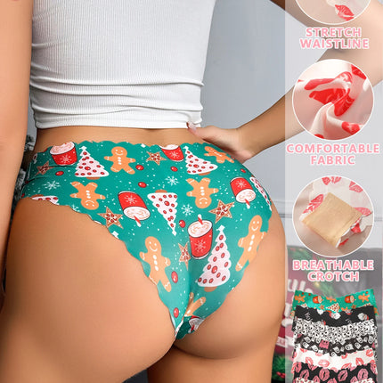 7-Piece Set of Women's Halloween and Christmas Seamless, Comfortable, Elastic, Slim-Fit Triangle Panties Suitable for Daily Wear