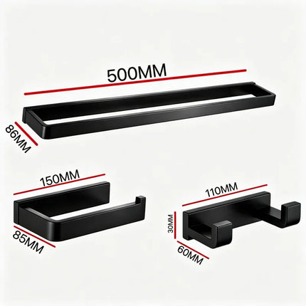 Matt Black 304Stainless Steel 2/4/6 Hook Toilet Brush Holder Toilet Paper Holder Towel Bar Rail Rack Hanger Hook Hardware Set