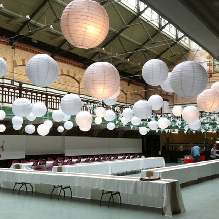 30pcs/Lot 4''-12'' Mix Size Chinese Paper Ball Lampion Hanging White Wedding Decoration Paper Lanterns Lampshade Party Decor