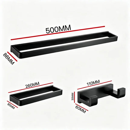 Matt Black 304Stainless Steel 2/4/6 Hook Toilet Brush Holder Toilet Paper Holder Towel Bar Rail Rack Hanger Hook Hardware Set