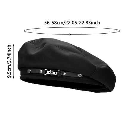 Retro Metal Buckle Retro Beret Cap Solid Color Warm Women Beret Face Little Beanie Cap Women Girls Wear