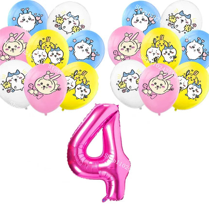 Chiikawa kawaii Happy Birthday Party Decorations Cute plate Banner Cake Topper Flag Balloons Disposable tableware Decorations