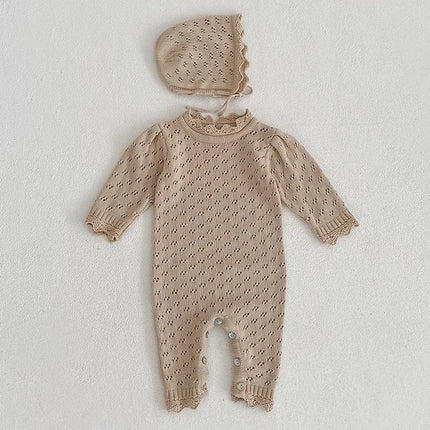 New Infant Baby Girls Knitted Jumpsuit Autumn Winter Children Knitted Clothes Long Sleeve Sweet Flower Rompers