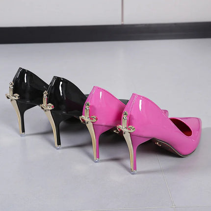 Sexy Pointed Toe Patent Leather High Heels Temperament Girl Red Sole Party Dress Stiletto Pumps Classic Black Work Single Shoes