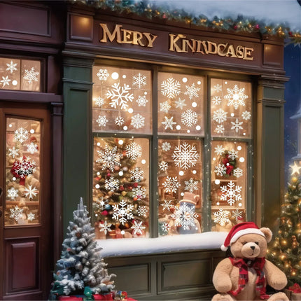 2025 Merry Christmas Decoration White Snowflake Window for Home Wall Window Sticker Ornaments Garland New Year wall stickers