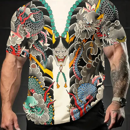 Harajuku Samurai T-Shirt For Men 2025 New Fashion Casual Men's T Shirt Short Sleeve Summer Anime Japanese 3d Printed Y2k Tops