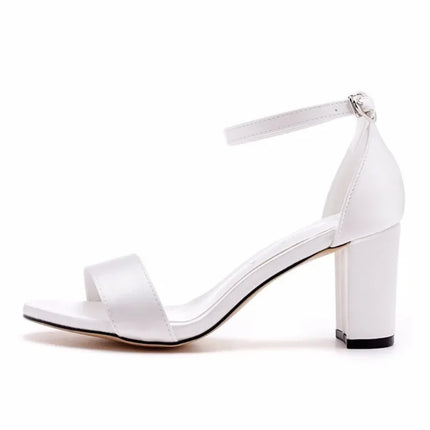 XIHAHA Woman Silk Coarse Heel Shoes Slip on Slippers for Women Fashion Shoe with Pearls Wedding Sandals Girls Asaguchi Shoes 7cm