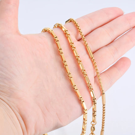 New 1 piece Stainless Steel Square Pearl Chain Necklace 3:1 Handmade Box Chain DIY Jewelry Making Bracelet Anklet Necklace