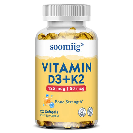 Vitamin K2+D3 Capsules - Supports Joint, Bone, and Immune System Health, Strengthens Bones, and Promotes Calcium Absorption