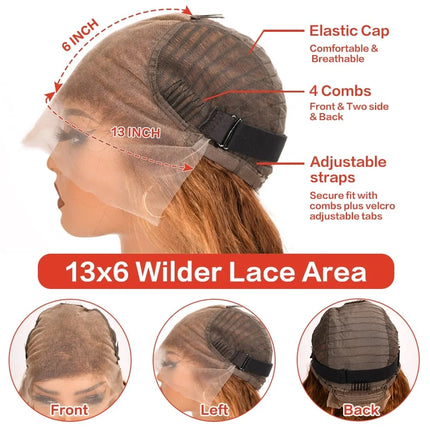 Glueless Pre Plucked Lace Front Human Hair Wigs 30 Inch 13x6 HD Ombre Highlight 4 27 Honey Blonde Deep Wave 250 Density Bouncy Hair For All Occasions