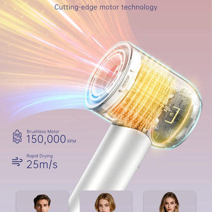 High-Speed Hair Dryer Fast Drying Without Extreme Heat Ionic Blow Dryer with 500M Negative Ions for Smooth, Frizz-Free Hair, Low-Noise Lightweight Blow Dryer with Diffuser & Concentrator, 4 Modes & 2 Airspeeds, Perfect for St